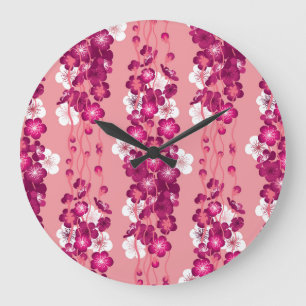 Grande Horloge Ronde Fleurs roses roses : arrière - plan sans soudure.
