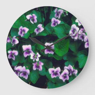 Grande Horloge Ronde Fleurs sauvages dans la forêt