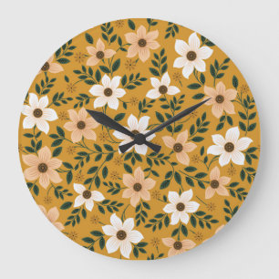 Grande Horloge Ronde Fleurs traditionnelles : Muster Motif sans couture