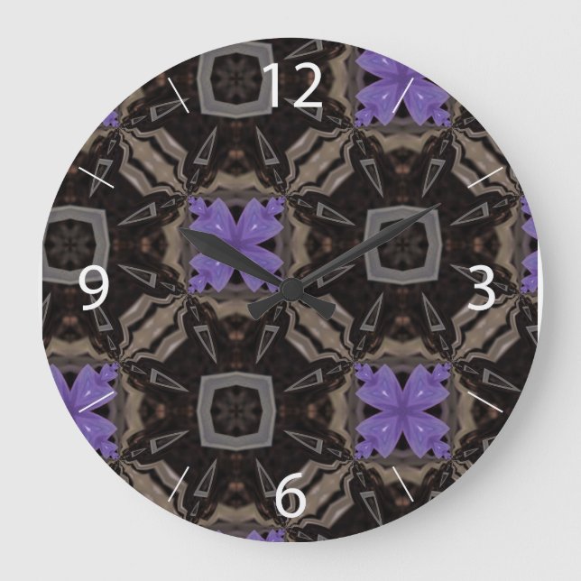 Grande Horloge Ronde Fleurs violettes (Recto)