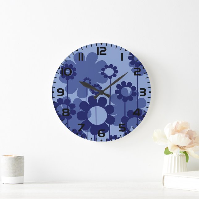 Grande Horloge Ronde Fleurs violettes (Créateur téléchargé)