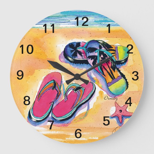 Grande Horloge Ronde Flip-flop Wall Clock (Recto)