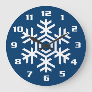 Grande Horloge Ronde Flocon de neige Noël classique et élégant