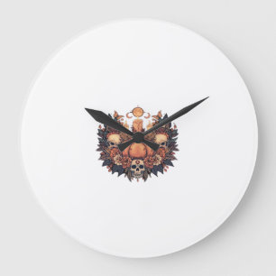 Grande Horloge Ronde Floraison de citrouille � Lumière de chandelle d'a