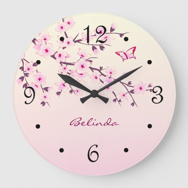 Grande Horloge Ronde Floral Cherry Blossoms Pink Monogram (Recto)