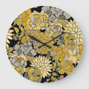Grande Horloge Ronde Floral Ethnique : Texture Créative De Paisley.