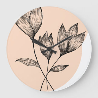 Grande Horloge Ronde Floral minimalistic