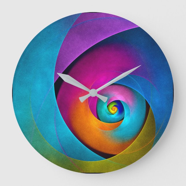 Grande Horloge Ronde Floral moderne Art Abstrait rose Bleu Motif #17 (Recto)