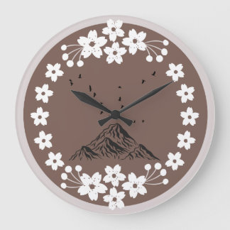 Grande Horloge Ronde Floral Mountain Wall Clock | Elegant Minimal Home 