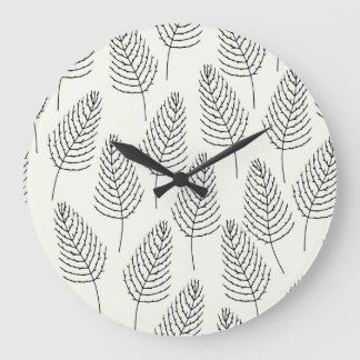Grande Horloge Ronde Floral naturel : Vintage blanc Abstrait