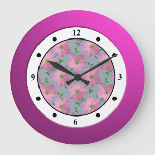 Grande Horloge Ronde Floral Pink Garden