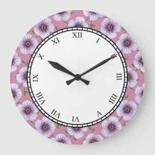 Grande Horloge Ronde Floral Purple Garden Flowers