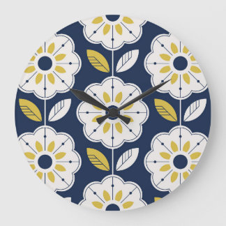 Grande Horloge Ronde Floral style scandinave Motif sans couture