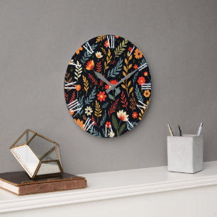 Grande Horloge Ronde Floral Vintage belle collection populaire