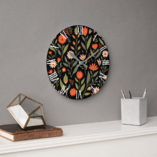 Grande Horloge Ronde Floral Vintage Belle Collection tendance