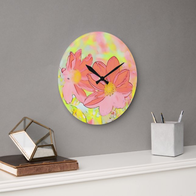 Grande Horloge Ronde Floral Wall Clock (Bureau)