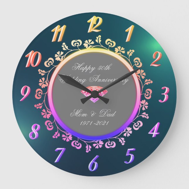 Grande Horloge Ronde Flore Ombre, 50e Mariage vert (Recto)