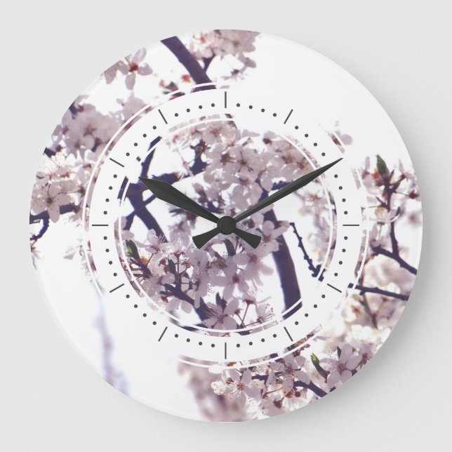 Grande Horloge Ronde Flore printanière Arbre de prune Élégante Nature P (Recto)