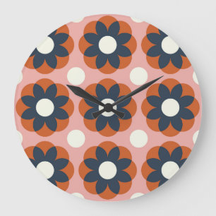 Grande Horloge Ronde Flore scandinave : Design Vintage sans joint