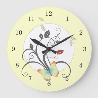 Grande Horloge Ronde Flower Art Deco Wall Clock