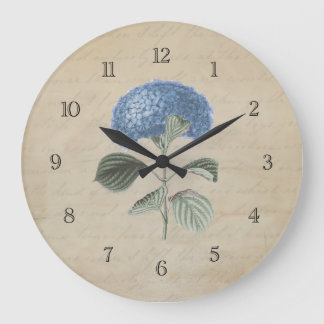 Grande Horloge Ronde Flower bleu