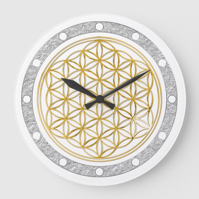Grande Horloge Ronde FLOWER OF LIFE - gold - clock face silver ring (Recto)