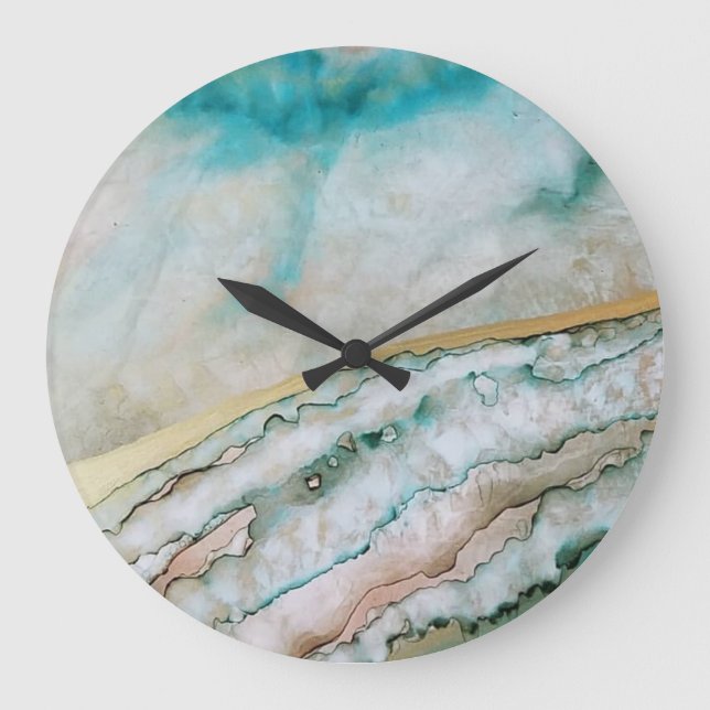 Grande Horloge Ronde Fluid Abstract Blue Ink Ocean (Recto)