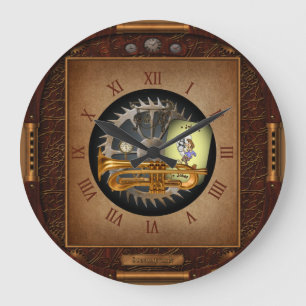 Grande Horloge Ronde Flumpet Steampunk ~ Flügelhorn et Trumpet ~