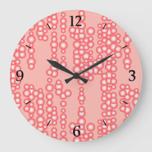 Grande Horloge Ronde Flux de bulles, corail rose