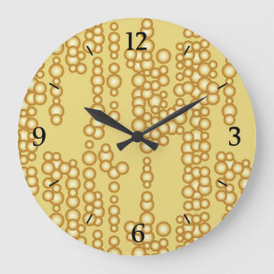 Grande Horloge Ronde Flux de bulles dorées