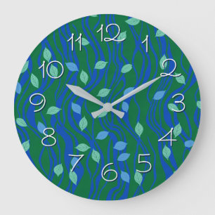 Grande Horloge Ronde Flux Élémentaire Émeraude Vert Bleu Cobalt avec Fe
