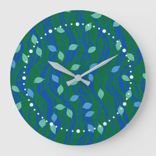 Grande Horloge Ronde Flux Élémentaire Émeraude Vert Bleu Cobalt avec Fe