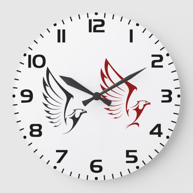 Grande Horloge Ronde Flying Eagles Bold Bird Illustration (Recto)