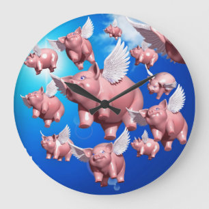Grande Horloge Ronde Flying Pigs Wall Clock