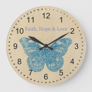 Grande Horloge Ronde Foi, Espoir, Papillon d'amour