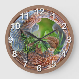 Grande Horloge Ronde Folie du cône de pin