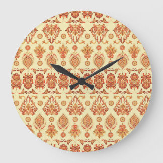 Grande Horloge Ronde Folkloric Batik Floral Motif ethnique