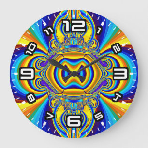 Grande Horloge Ronde Fond Abstrait Coloré-14334