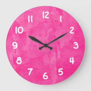 Grande Horloge Ronde Fond aquarelle rose