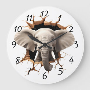 Grande Horloge Ronde Fond éléphant découpé