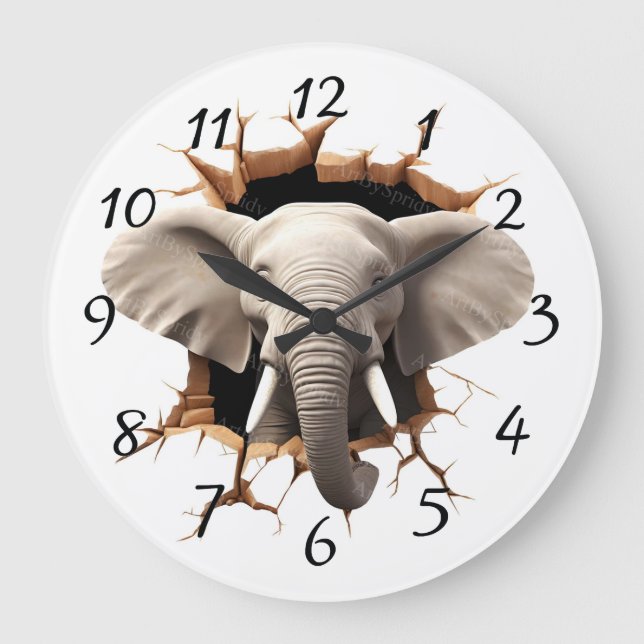 Grande Horloge Ronde Fond éléphant découpé (Recto)