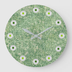 Grande Horloge Ronde Fond texturé vert par Shirley Taylor