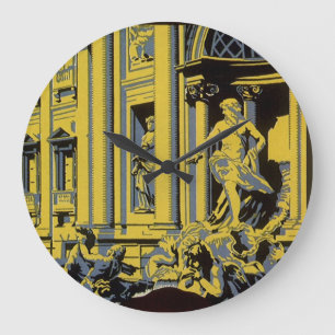 Grande Horloge Ronde Fontaine de Trevi vintage, hôtel Marini Strand, Ro