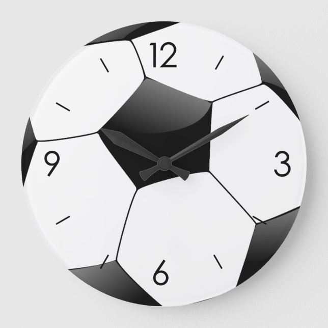 Grande Horloge Ronde Football blanc et noir (Recto)