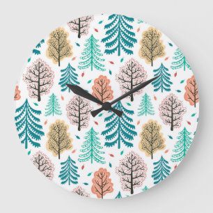 Grande Horloge Ronde Forêt Automne : Enchantée Scène Sans Seamless.