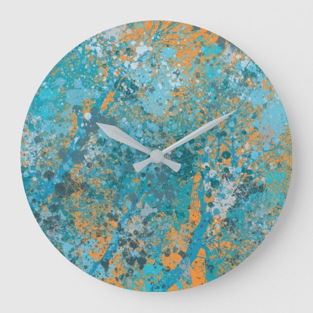 Grande Horloge Ronde Forêt bleue moderne (Recto)