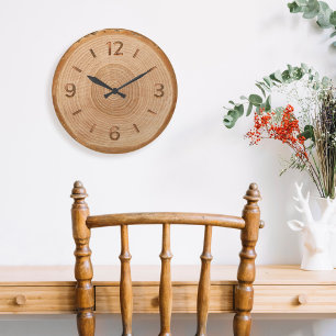 Grande Horloge Ronde Forêt Brown de bois rustique