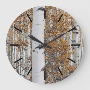 Grande Horloge Ronde Forêt de Birch Tree