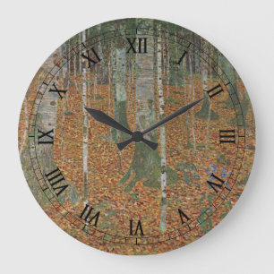 Grande Horloge Ronde Forêt de bouleaux par Gustav Klimt, Art Nouveau vi