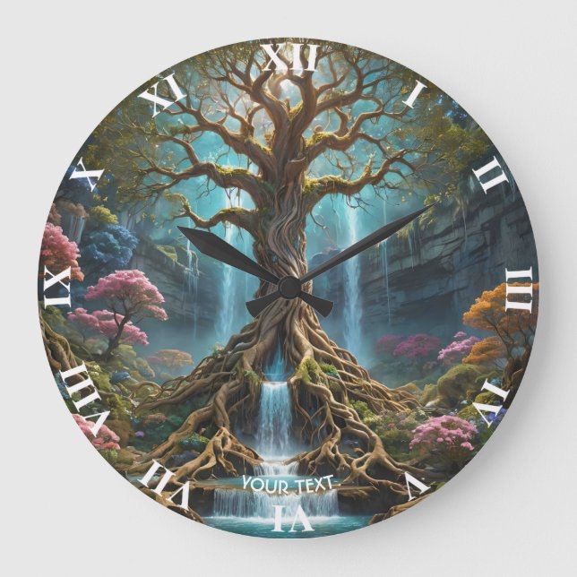 Grande Horloge Ronde Forêt de cascade de l'arbre mou Imaginaire (Recto)